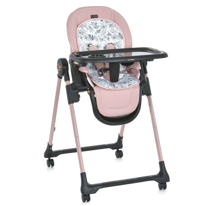 Стільчик для годування El Camino CRYSTAL (ME 1037-B Rose Gold) зі шкіряним сидінням
