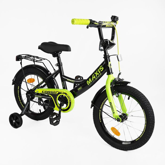 Велосипед 16" дюймів 2-х колісний "CORSO" MAXIS CL-16338 (1) ручне гальмо, дзвіночок, сидіння з ручкою, додаткові колеса, ЗІБРАНИЙ НА 75%, в коробці