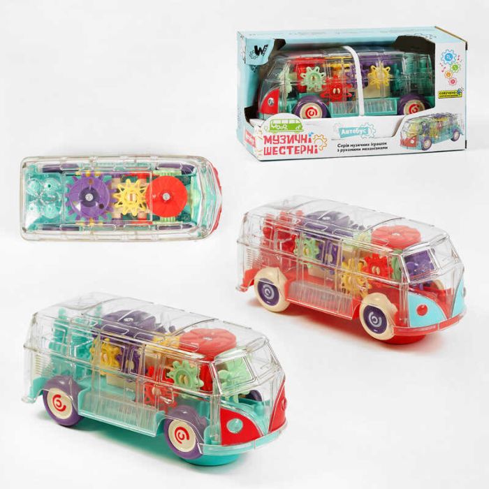 Автобус 60275 (80) "WToys", Укр. мова, 2 кольори, світло, звук, прозорий корпус, колесо вільного ходу, рухомі шестерні, в коробці