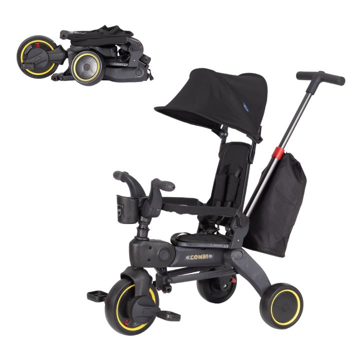 Дитячий триколісний Велосипед TILLY COMBI (T-392 BLACK) знімна батьківська ручка