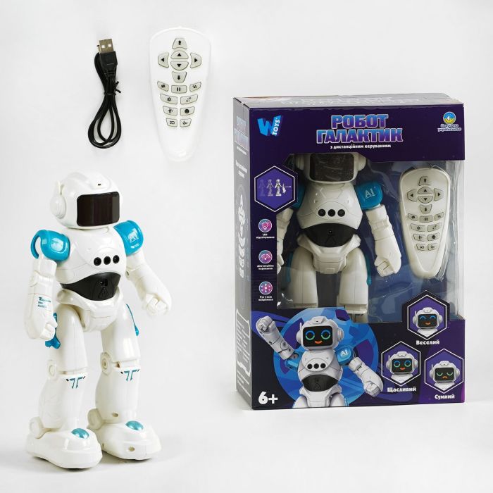 Робот Галактик на р/к 65902 UK (6) "WToys", ОЗВУЧ. УКР.  МОВОЮ, лед-підсвіч., сенсорні датчики, рух, 6 пісень, 6 історій, вікторина,  в коробці