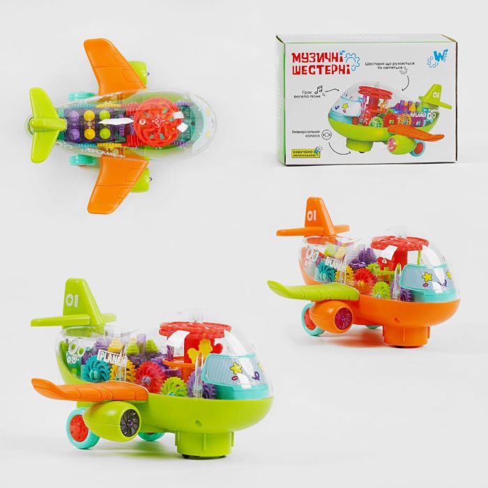 Літак музичний 80587 (72) "WToys",  УКРАЇНСЬКОЮ , 2 види, шестерні, пісня, підсвічування, автоматичний рух, в коробці